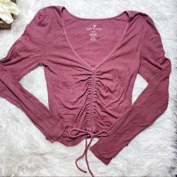 American Eagle Outfitters Tops - NWOT AEO Soft & Sexy mauve crop